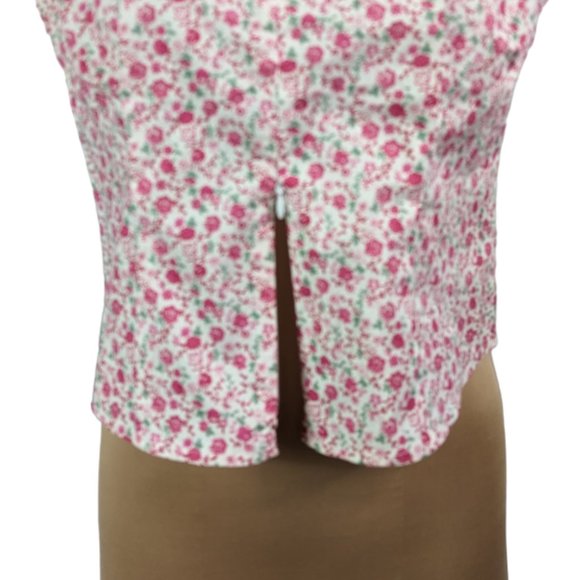 NO BOUNDARIES STRETCH Double Zipper Cotton Sleeveless Top White Pink Junior Med - Picture 7 of 13